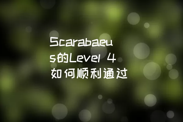 Scarabaeus的Level 4如何顺利通过